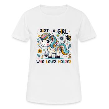 Horse Lover Gift Just A Girl Who Loves Horses - Women's Breathable T-Shirt - white - Front - AI Model Female 172 dark (172cm)