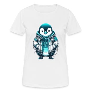 Cool Synthwave Cyberpunk pingouin amant cadeau - T-shirt respirant Femme - blanc - Devant - AI Model Female 172 dark (172cm)