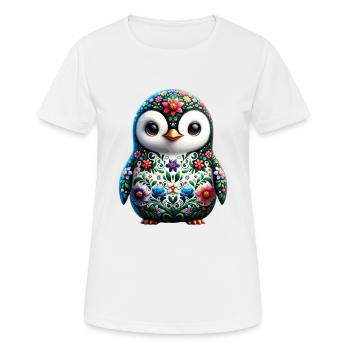 Cadeau d’amant de pingouin Floral cool - T-shirt respirant Femme - blanc - Devant - AI Model Female 172 dark (172cm)