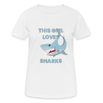 This Girl Loves Sharks - Women's Breathable T-Shirt - white - Front - AI Model Female 172 dark (172cm)