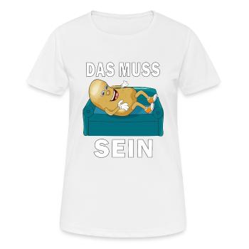 COUCH POTATO DAS MUSS SEIN - Frauen T-Shirt atmungsaktiv - Weiß - Vorne - AI Model Female 172 dark (172cm)