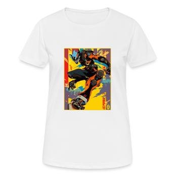 Graffiti Anime Manga Mecha Bot - Frauen T-Shirt atmungsaktiv - Weiß - Vorne - AI Model Female 172 dark (172cm)