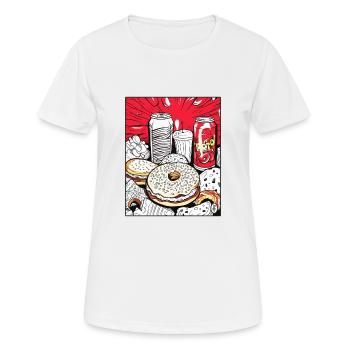 Limonade und süß glasierte Donuts: Fast Food - Frauen T-Shirt atmungsaktiv - Weiß - Vorne - AI Model Female 172 dark (172cm)