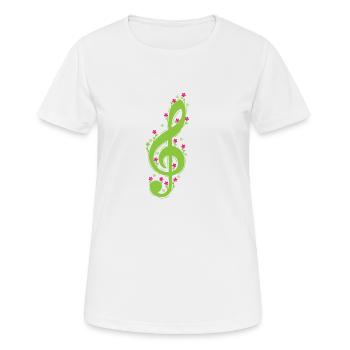 Notenschlüssel mit Blumen Musik - Frauen T-Shirt atmungsaktiv - Weiß - Vorne - AI Model Female 172 dark (172cm)