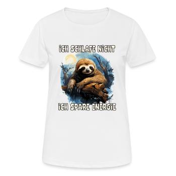 Je ne dors pas, j’économise de l’énergie, paresseux - T-shirt respirant Femme - blanc - Devant - AI Model Female 172 dark (172cm)