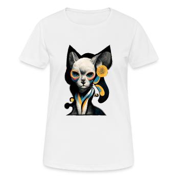 Sphynx Cat in Colorful Artistic Bizarre Strange - Frauen T-Shirt atmungsaktiv - Weiß - Vorne - AI Model Female 172 dark (172cm)