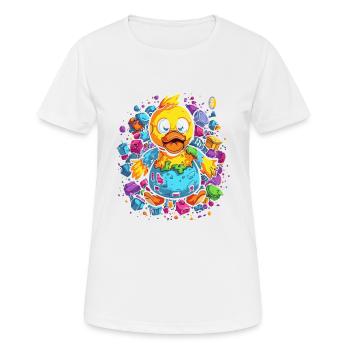 Der trashige glückliche Spielzeug Entchen - Frauen T-Shirt atmungsaktiv - Weiß - Vorne - AI Model Female 172 dark (172cm)