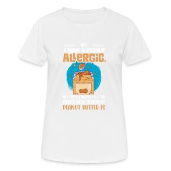 Oui, j’ai une allergie aux arachides. Awarene allergique aux noix - T-shirt respirant Femme - blanc - Devant - AI Model Female 172 dark (172cm)