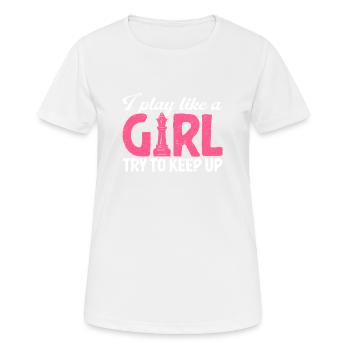 Ich spiele wie ein Mädchen, das versucht, mit dem - Frauen T-Shirt atmungsaktiv - Weiß - Vorne - AI Model Female 172 dark (172cm)