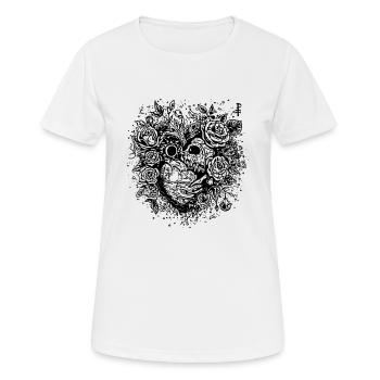 Stumpfes verrottetes Herz und Rosen - Frauen T-Shirt atmungsaktiv - Weiß - Vorne - AI Model Female 172 dark (172cm)