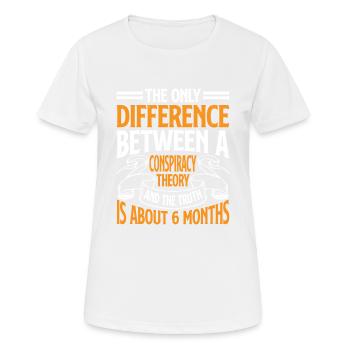 The Only Difference Between A Conspiracy Theory 18 - Frauen T-Shirt atmungsaktiv - Weiß - Vorne - AI Model Female 172 dark (172cm)
