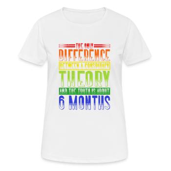 The Only Difference Between A Conspiracy Theory 19 - Frauen T-Shirt atmungsaktiv - Weiß - Vorne - AI Model Female 172 dark (172cm)
