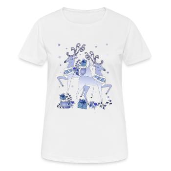 Noël Blue Deer - T-shirt respirant Femme - blanc - Devant - AI Model Female 172 dark (172cm)