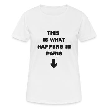 C’est ce qui se passe à Paris. Design amusant - T-shirt respirant Femme - blanc - Devant - AI Model Female 172 dark (172cm)