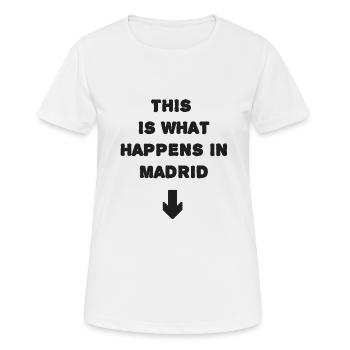 C’est ce qui se passe à Madrid. Design amusant - T-shirt respirant Femme - blanc - Devant - AI Model Female 172 dark (172cm)