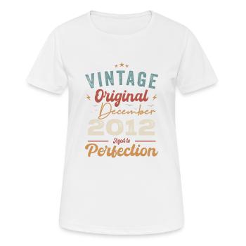 Anniversaire Millésime - Décembre 2012 - Idée cadeau - T-shirt respirant Femme - blanc - Devant - AI Model Female 172 dark (172cm)