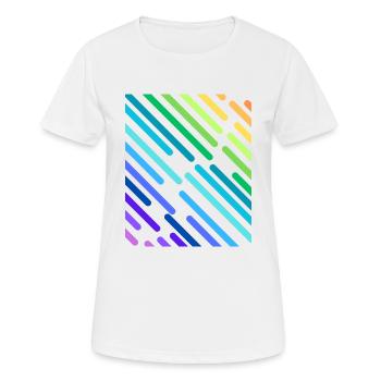 REGENBOGEN-STREIFEN - Frauen T-Shirt atmungsaktiv - Weiß - Vorne - AI Model Female 172 dark (172cm)