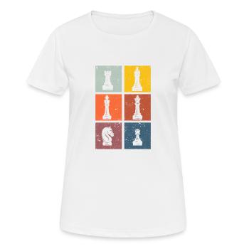 Schachspieler Silhouetten Schachfiguren Retro - Frauen T-Shirt atmungsaktiv - Weiß - Vorne - AI Model Female 172 dark (172cm)