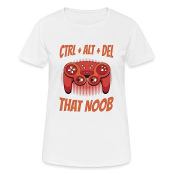 Ctrl Alt Del That Noob Gamer Jeu Vidéo - T-shirt respirant Femme - blanc - Devant - AI Model Female 172 dark (172cm)