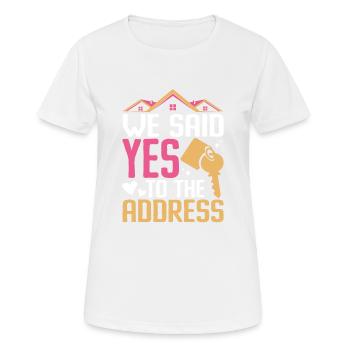 Nous avons dit oui à l’adresse - T-shirt respirant Femme - blanc - Devant - AI Model Female 172 dark (172cm)