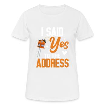 J’ai dit oui à l’adresse - T-shirt respirant Femme - blanc - Devant - AI Model Female 172 dark (172cm)