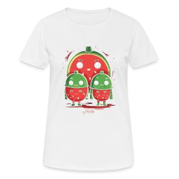Parent isolé avec 2 enfants - T-shirt respirant Femme - blanc - Devant - AI Model Female 172 dark (172cm)