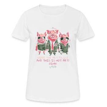Kunst-Polizei-Schweine: Das ist keine Kunst, Oink! - Frauen T-Shirt atmungsaktiv - Weiß - Vorne - AI Model Female 172 dark (172cm)