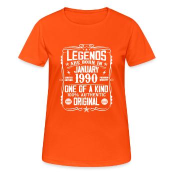 Birthday gift born in January 1990 - Women's Breathable T-Shirt - neon orange - Front - AI Model Female 172 dark (172cm)