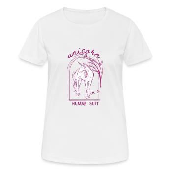 Unicorn in a Human Suit - Women's Breathable T-Shirt - white - Front - AI Model Female 172 dark (172cm)