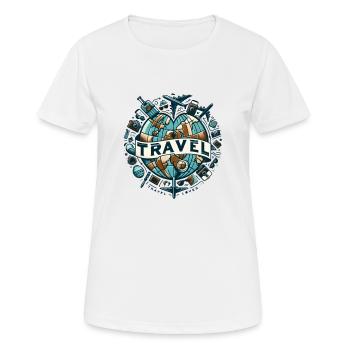 Weltreise-Abenteuer und Entdeckungen - Frauen T-Shirt atmungsaktiv - Weiß - Vorne - AI Model Female 172 dark (172cm)