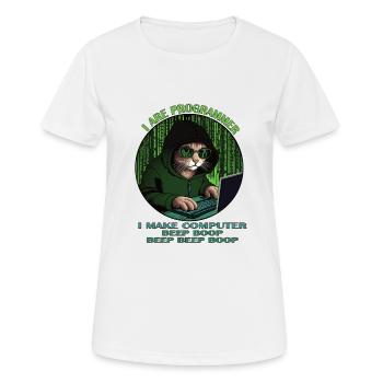 Ich bin Programmierer, grün, Programmierkatze - Frauen T-Shirt atmungsaktiv - Weiß - Vorne - AI Model Female 172 dark (172cm)