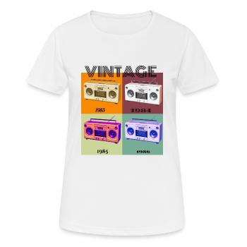 Radio-Kassettenspieler, Retro - Frauen T-Shirt atmungsaktiv - Weiß - Vorne - AI Model Female 172 dark (172cm)