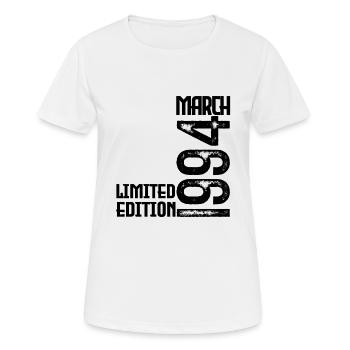 March 1994 Anniversary Gift. March 1994. March - Women's Breathable T-Shirt - white - Front - AI Model Female 172 dark (172cm)