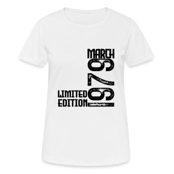 March 1979 Anniversary Gift. March 1979. March - Women's Breathable T-Shirt - white - Front - AI Model Female 172 dark (172cm)