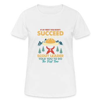 Le point de vue d’un chef scout : le succès à répétition - T-shirt respirant Femme - blanc - Devant - AI Model Female 172 dark (172cm)