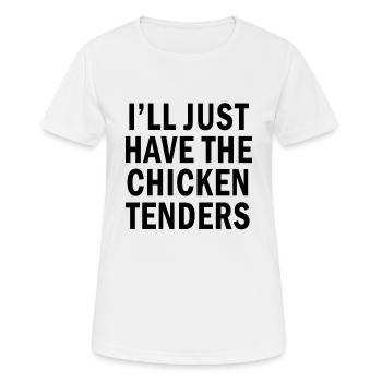 Citation drôle Je n’aurai que les filets de poulet - T-shirt respirant Femme - blanc - Devant - AI Model Female 172 dark (172cm)