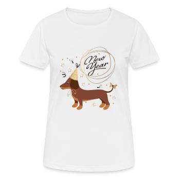 Neujahrsdackel, Dackel, Happy New Year, Silvester - Frauen T-Shirt atmungsaktiv - Weiß - Vorne - AI Model Female 172 dark (172cm)