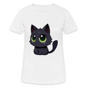 Black cat watching you, zooning out - Women's Breathable T-Shirt - white - Front - AI Model Female 172 dark (172cm)