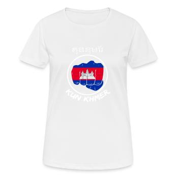 Temple du Cambodge Khmer Vintage drapeau je cadeau - T-shirt respirant Femme - blanc - Devant - AI Model Female 172 dark (172cm)