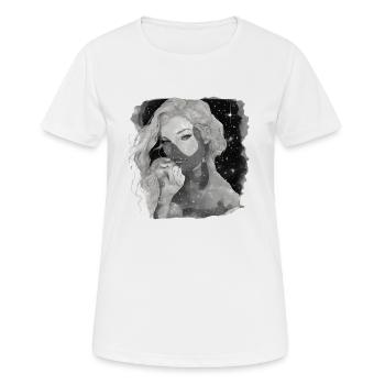 Ätherisches Mädchen und Sterne schwarz und weiß - Frauen T-Shirt atmungsaktiv - Weiß - Vorne - AI Model Female 172 dark (172cm)