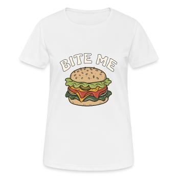 BURGER BITE ME - Frauen T-Shirt atmungsaktiv - Weiß - Vorne - AI Model Female 172 dark (172cm)