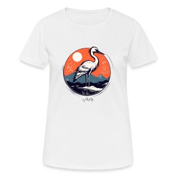 L’oiseau-grue - T-shirt respirant Femme - blanc - Devant - AI Model Female 172 dark (172cm)