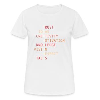 Teamwork - Frauen T-Shirt atmungsaktiv - Weiß - Vorne - AI Model Female 172 dark (172cm)