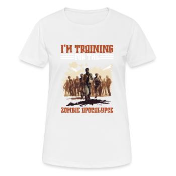 Je m’entraîne pour l’apocalypse zombie 21 - T-shirt respirant Femme - blanc - Devant - AI Model Female 172 dark (172cm)