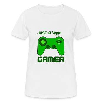 just a vegan gamer, veganuary Tierwohl Tierschutz - Frauen T-Shirt atmungsaktiv - Weiß - Vorne - AI Model Female 172 dark (172cm)