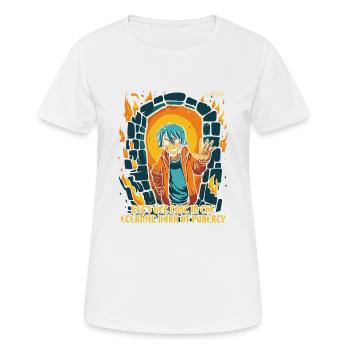 Dungeon Boy et l’éternelle noirceur de la puberté - T-shirt respirant Femme - blanc - Devant - AI Model Female 172 dark (172cm)