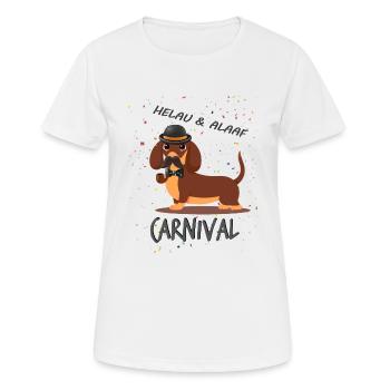 Dackel, Karneval, Fasching, Helau, Alaaf, Detektiv - Frauen T-Shirt atmungsaktiv - Weiß - Vorne - AI Model Female 172 dark (172cm)