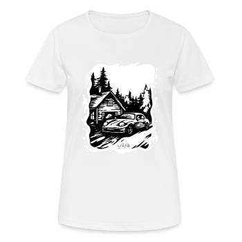 House or cabin in the woods with car - Women's Breathable T-Shirt - white - Front - AI Model Female 172 dark (172cm)