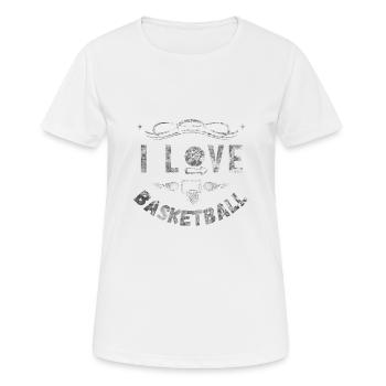 Passionné de basket-ball - « J’aime le basket-ball » - T-shirt respirant Femme - blanc - Devant - AI Model Female 172 dark (172cm)