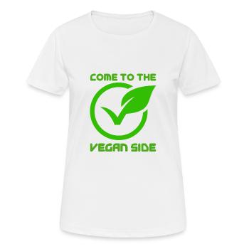 Come to the vegan side, veganuary Tierschützerin - Frauen T-Shirt atmungsaktiv - Weiß - Vorne - AI Model Female 172 dark (172cm)